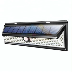 Solar Lights Outdoor 118 LED Super Bright Wide Angle Solar Powered Light Security Waterproof Wall Light for Garage Patio Garden