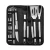 Import Stainless steel BBQ grill tools accessories set with kebab meat skewer corn holder spatula basting brush carrying bag from China