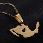 Stainless Steel Mexico Map Pendant Necklace Gold Color Mexican Charm Jewelry