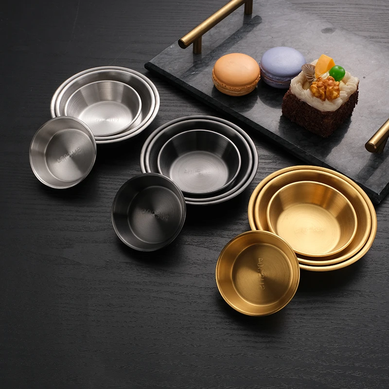 Stainless Steel Sauce Bowls Round Seasoning Dishes Mini Saucers Dishes Sushi Dipping Bowel Appetizer Plate