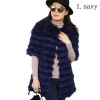 Stripe Real Raccoon Fur With Poly Georgget Ruffle Short Sleeve Real Long Fur Coat For Women