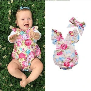 Summer Baby clothes Wholesale Chiffon Fabric Boutique Set Girl Baby Romper