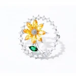 Sunflower wreath brooch high-grade corsage female scarf buckle cute Japanese and Korean pin creative retro Joker accessories