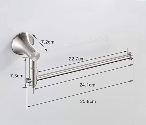 SUS304 Stainless Steel Single Hand Towel Bar 10 Inch with Swing Out Arm