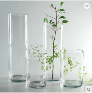 Tall cylindrical home wedding decoration glass flower vase