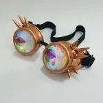 Top Quality Metal Frame Retro Cosplay Goggles Round Kaleidoscope Sunglasses Custom Fashion Sunglass with rivets