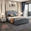 Top Quality Space Saving Leather Bed With High Headboard Bedroom Furniture