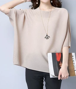 Top Women Mini Shirt Batwing Elbow Sleeve O-neck Loose Slim Designing Fall Bodycon Blouse For Wholesale