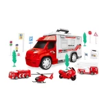 Track Parking lot kids slot toys music light up vehicle metal diecast fire trucks