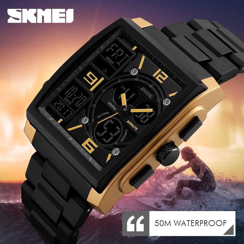 Trend design Skmei 1274 fashion analog digital watches for men sport square watch