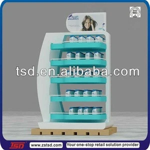 TSD-W848 Custom durable shop painting wood display stand for shampoo,body wash display shelf,washing product display rack