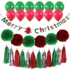 Umiss Merry Christmas Tree  party decoration paper  banner   tissue pom pom tassels garland  balloon