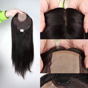 VAST human hair breathable silk top integration hair toupee women hair topper toupee for woman replacement system hairpiece