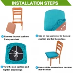 Velvet Spandex Dining Room Upholstered Cushion Solid Chair Seat Cover Removable Slipcovers with Washable Furniture Protector