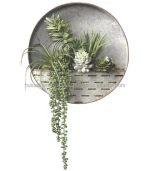 Wall Metal Hanging Planter With Faux Brass Accents