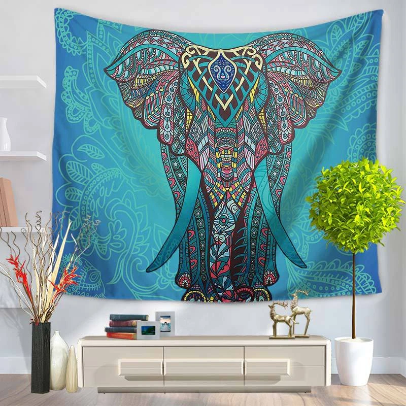 Watercolor Elephant Tapestry Blue Purple Psychedelic Wall Tapestry Wall Hanging Decor Hippie trippy Tapestry