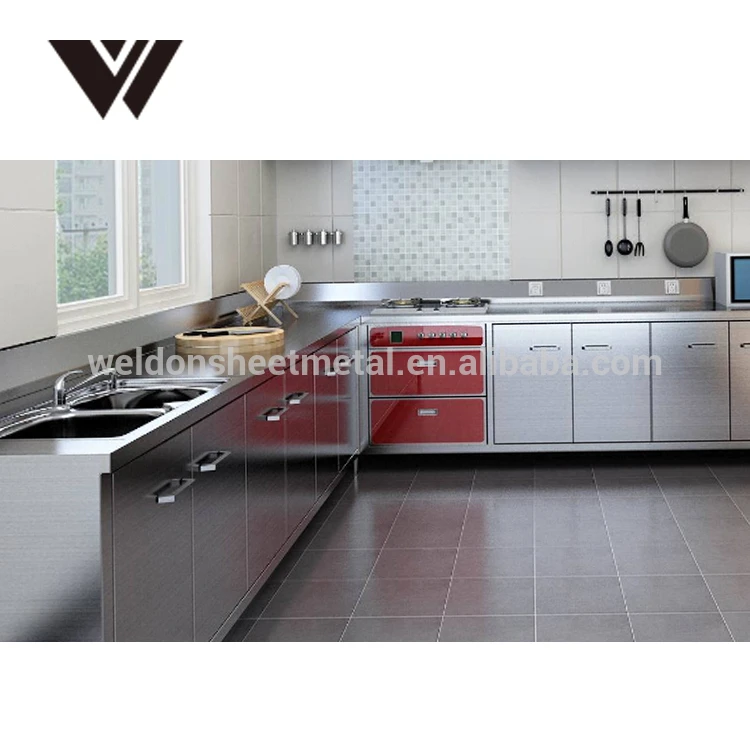 Weldon China supplier sales high quality customized size stainless steel kitchen cabinet set with fancy design