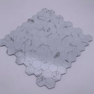 white cararra hexagon peel and stick mosaic PVC aluminun tile target kitchen self adhesive wall mosaic tile