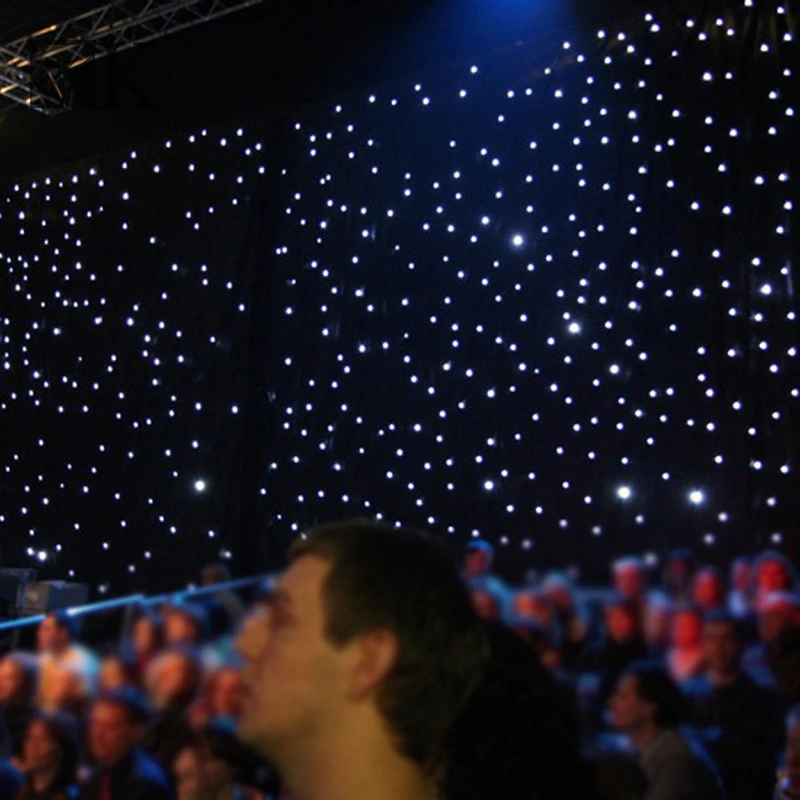 white or black Star light event curtain with LED lighting