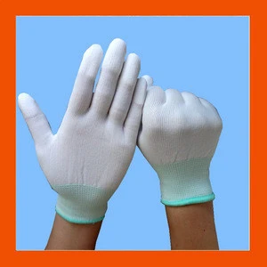 White PU Top Fit Assembly Work Gloves For Small Parts