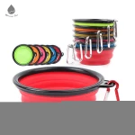 Wholesale Carabiner Collapsible Silicon Pet Dog Bowl With 8 Colors