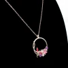 Wholesale Custom Alloy Pendant With Jewelry Colorful Pink Flower Pendant Necklace