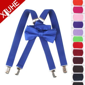 wholesale custom blue kids suspender and bow tie