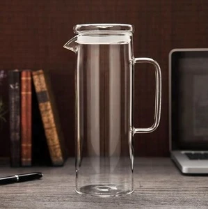 wholesale custom custom logo borosilicate heat resistant glass water pitcher with lid