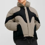 Wholesale custom hot selling mens zipper cotton puffer jacket coat with letter printing webbing thickened mens down jacket