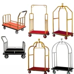 Wholesale Customization Stainless Steel Hotel Luggage Trolley Room Service Butler Trolley Hotel Luxury Gold Trolley
