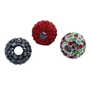 Wholesale Fashion Full Pave Rhinestone Ball Big Hole Clay Crystal Charm Rhinestone Beads for DIY Jewelry Findings