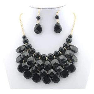 Wholesale Gold Chain Multilayers Water Drop Acrylic Necklace Jewelry sets Fashionable Jewelry necklace and earring set