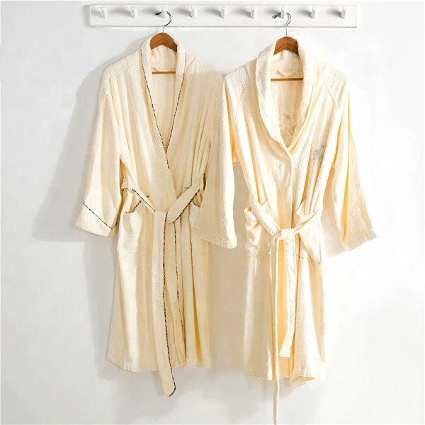 wholesale hotel bathrobe customized with embroidery border bathrobe 100% cotton