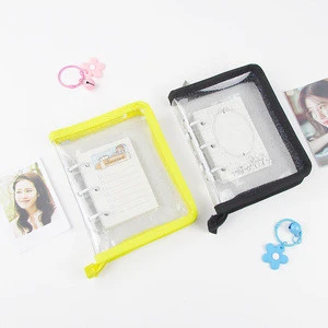 wholesale loose leaf clear 3 ring mini plastic planner zipper binder with zipper design and inner page