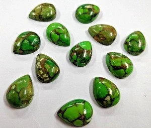 Wholesale Lot 12x16 MM Natural Mohave Green Copper Turquoise Pear Calibrated Loose Gemstone
