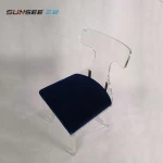 Wholesale modern restaurant transparent banquet blue cushion acrylic furniture living room dining chair