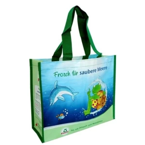 Wholesale OEM reusable and foldable 100% plastic bottle recyced small shopping bags