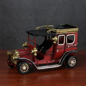 Wholesale Retro Metal Craft Supplies Vintage Antique Tin Car Model Decoration For Home