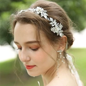 Wholesale Rhinestone And Pearls Hair Vine Bridal Tiara Handmade Wedding Headpiece Hair Accessories