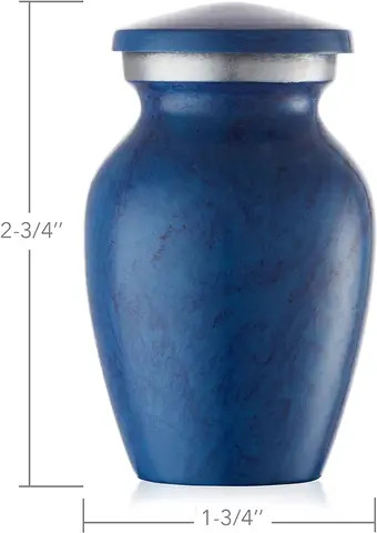 Wholesale  Small Cremation Memorial Urn for Human Ashes  Blue Mini Keepsake with Velvet Case in classic design customizable
