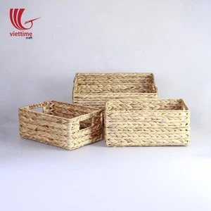Wholesale Water Hyacinth Storage Basket/Handicraft Storage Basket Tray made in Vietnam