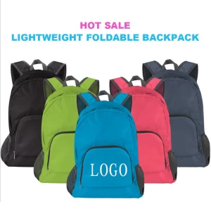 Wholesale   Waterproof Cheaper Small Quantities Can custom logo lightweight nylon daypack foldable shopping backpack bag