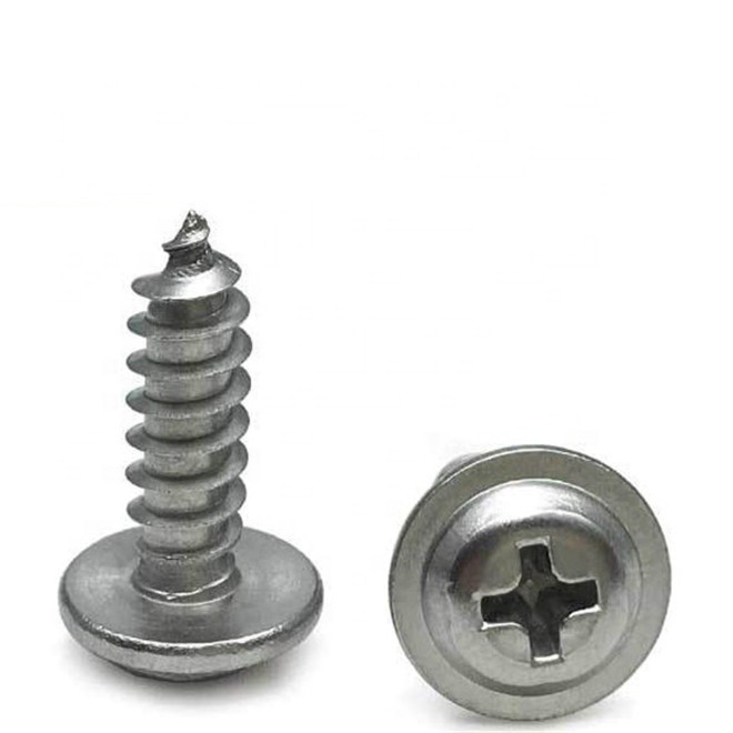 Wholesale white zinc plated Cross recessed Round washer head with collar tapping screw
