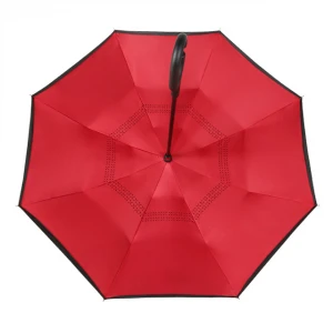Wholesale windproof double layer reverse inverted umbrella with custom Logo