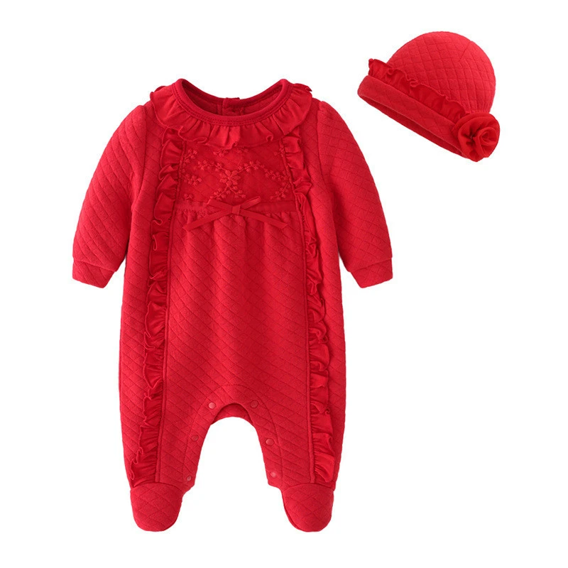 Wholesale Winter Baby Sleepwear Baby Girl Footie Pajamas Romper With Hat