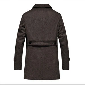 Winter outwear custom logo 90% wool cashmere fabric long jacket mens trench coat