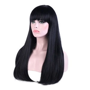 Women cheap natural wig High temperature silk chemical fiber long straight thick wig
