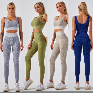 Womens Sportswear 2 Piece Tracksuit Snake Design Yoga Jogging Gym Wear Set Fitness Training Outfit