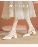 Womens Summer & Winter Comfortable Satin Shoes Insole White Rhinestone Crystal Medicated PU Diabetic Sandals Button Closure