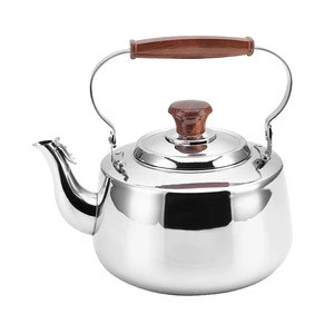 Wood grain bakelite handle stainless steel whistling water tea kettle